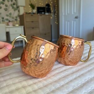 Kool Brew Copper Moscow Mule Mugs Set of 2 with Rustic Gold Handles